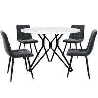 ESSGRUPPE DE-39229 runder 100 cm Tisch mit 4 Stühlen Grau/Schwarz - Schwarz/Grau, Holzwerkstoff (100/76/100cm) - ComfortXL