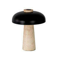 TISCHLEUCHTE aus schwarzem Stahl und Keramikmarmor Ø24/30 cm - Sahara, Keramik (24/24/30cm) - The Lumine