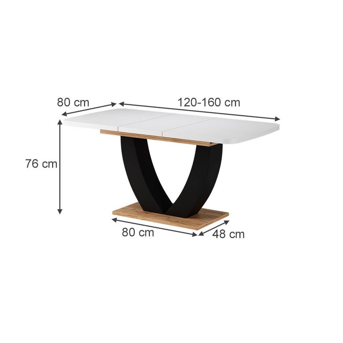 JÍDELNÍ STŮL Fenaro Bílý/zlatý dub - bílá/medově dubová, kompozitní dřevo (80/120/77.4cm) - Vicco