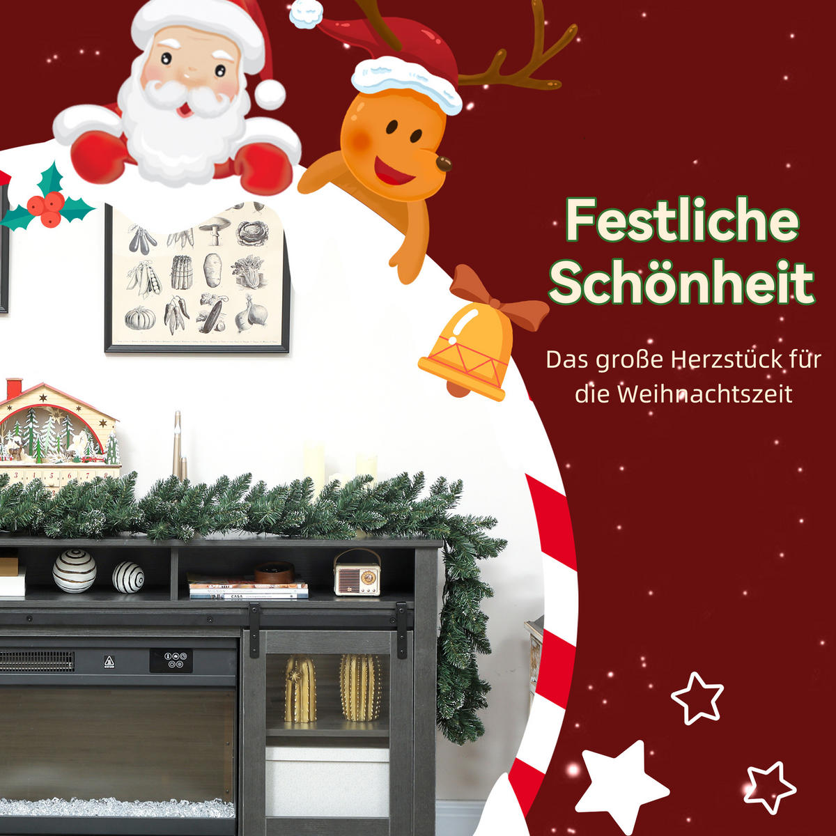 2,7 m künstliche Weihnachtsgirlande Dekoration mit 216 Spitzen Tannengirlande - Grün, Kunststoff (270cm) - HOMCOM