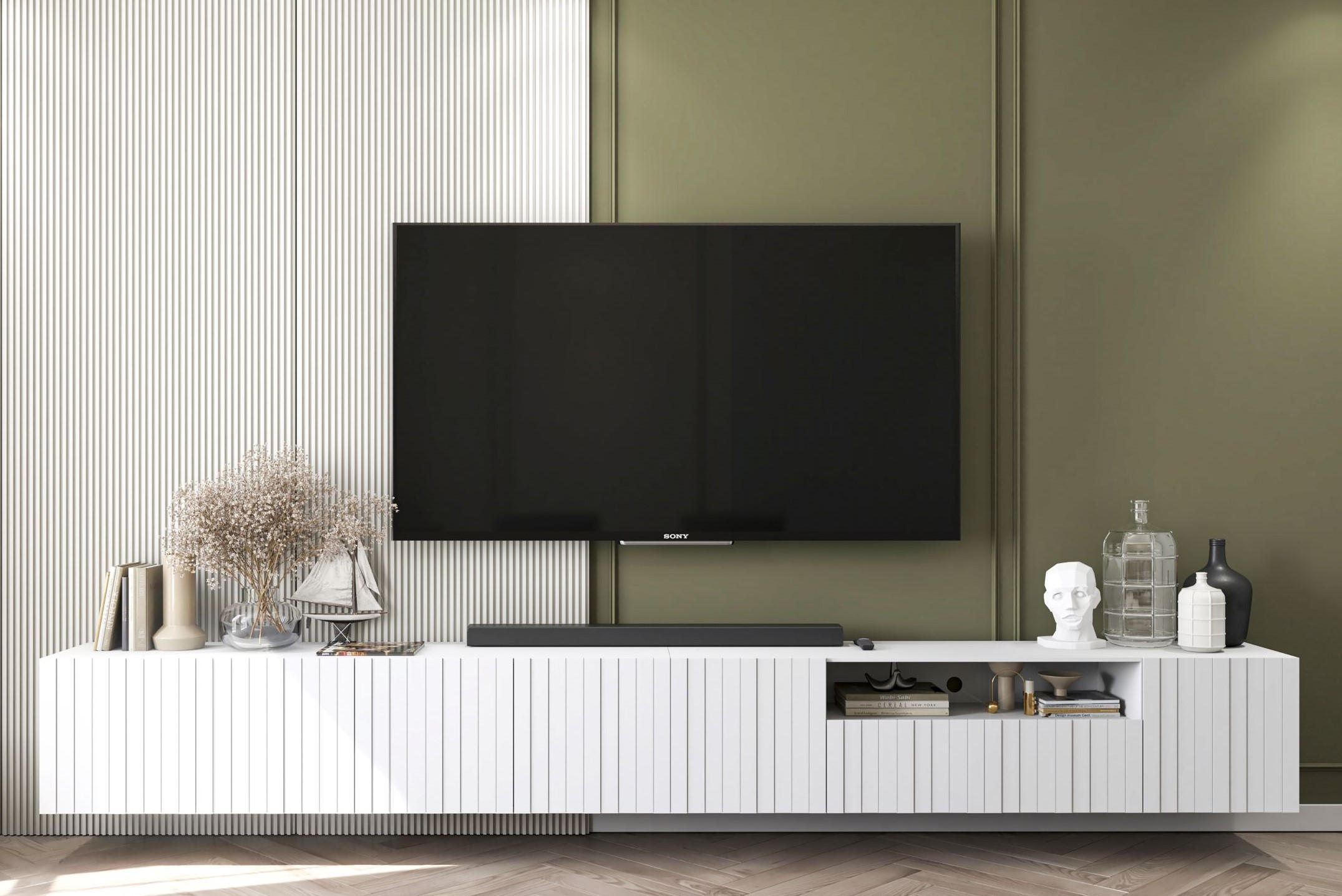 TV-LOWBOARD 2-er Set Elpis2 Weiß Matt Glamour 150 cm - Weiß, Holzwerkstoff (300/37.5/36.5cm) - Meble Lindner