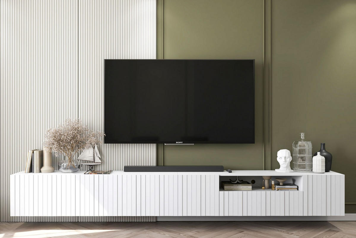 TV-LOWBOARD 2-er Set Elpis2 Weiß Matt Glamour 150 cm - Weiß, Holzwerkstoff (300/37.5/36.5cm) - Meble Lindner