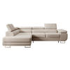 ECKSOFA Stevil Hellbeige Velours - Ecru/Silberfarben, Textil/Metall (275/203cm) - Selsey