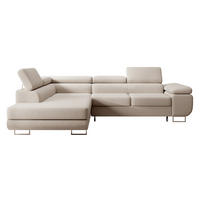 ECKSOFA Stevil Hellbeige Velours - Ecru/Silberfarben, Textil/Metall (275/203cm) - Selsey