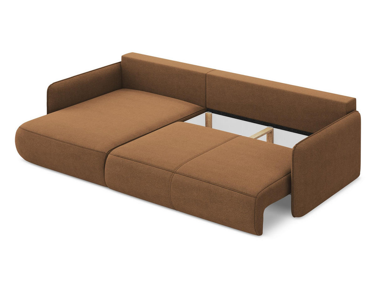 ECKSOFA mit Schlaffunktion Strukturstoff Stoff Orange - Terra cotta/Schwarz, Kunststoff/Textil (148/240cm) - Makamii