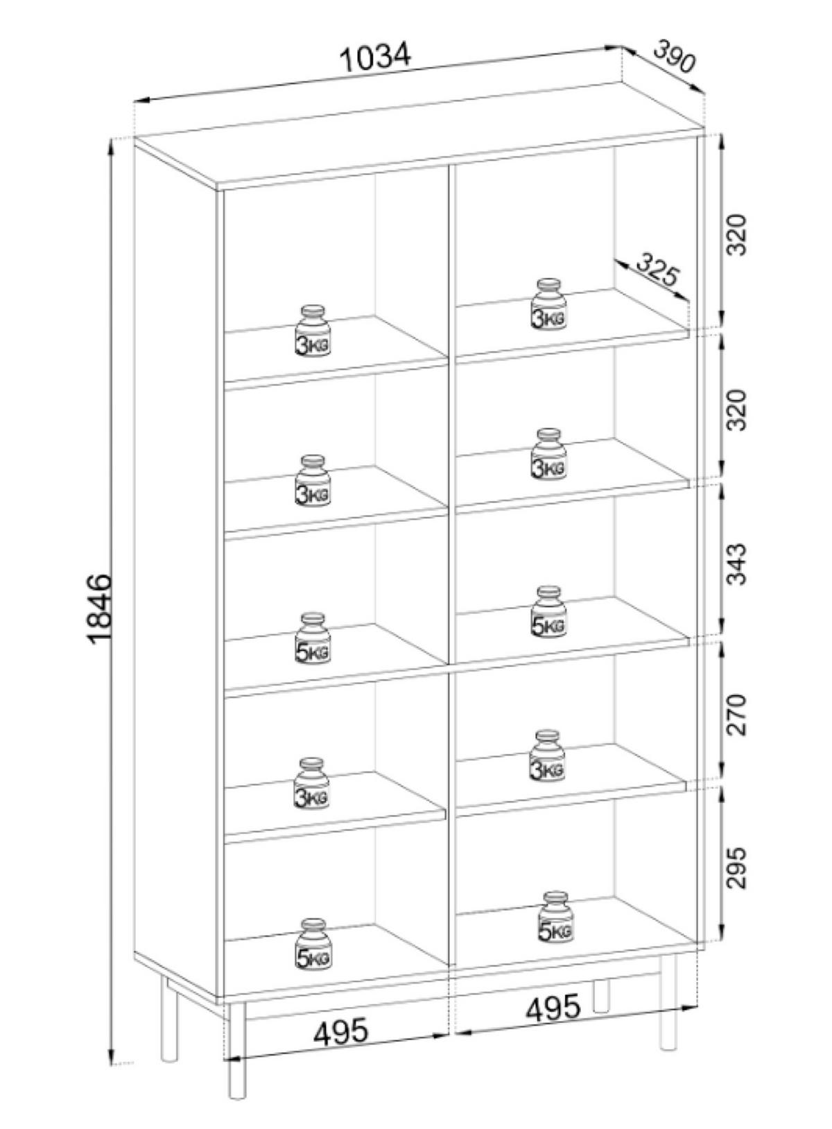 VITRINE Japandies Greige - Taupe/Schwarz, Holz/Holzwerkstoff (104/184.6/39cm) - Selsey