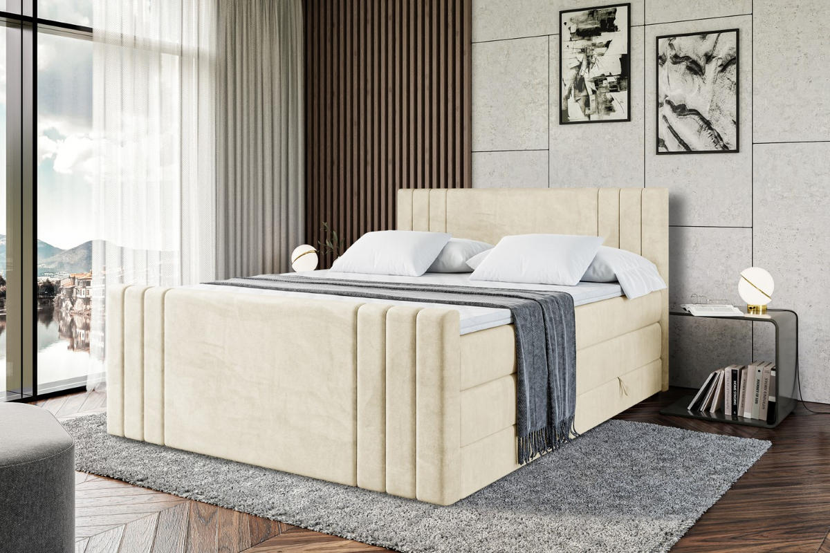 BOXSPRINGBETT IDRIKO-Z KING - 200x200 - H3/H4 - Beige - Beige, Holzwerkstoff (200/200cm) - ALTDECOR
