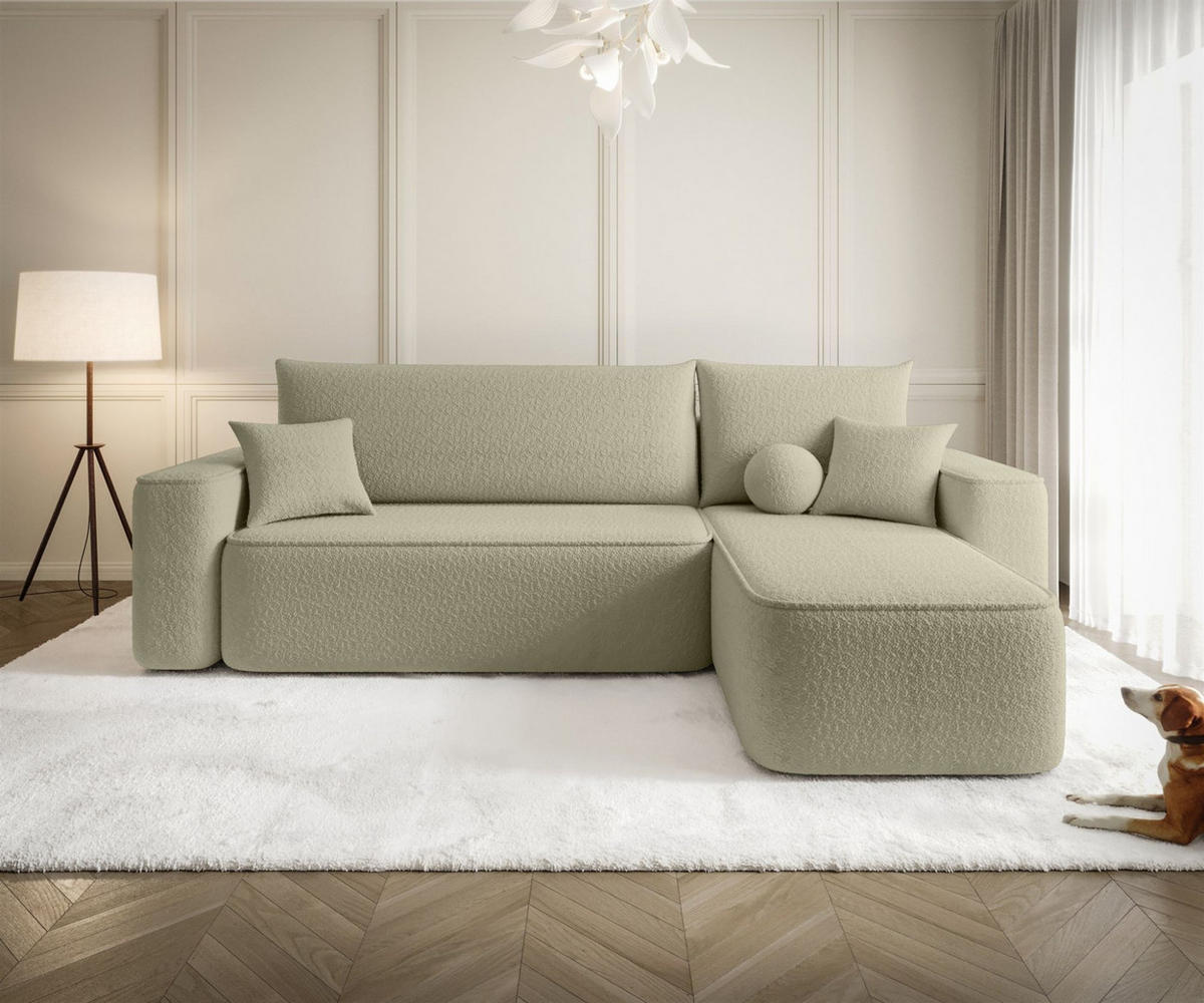 ECKSOFA Agepo Stoff Quelle - Hellbraun, Holzwerkstoff/Textil (250/150cm) - Fun Möbel