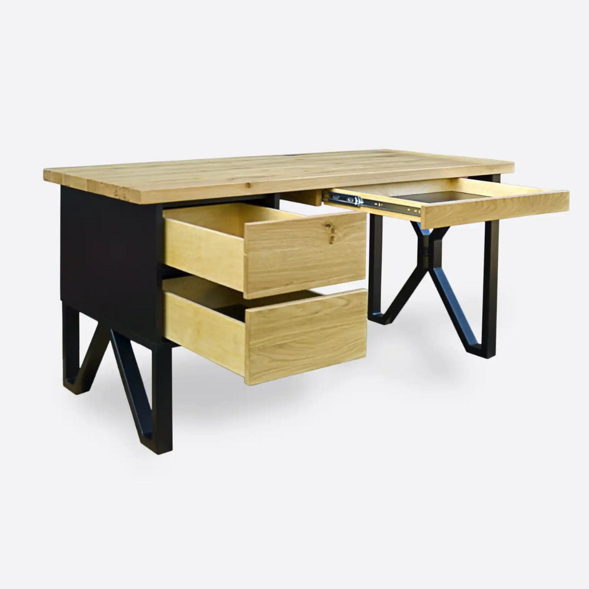 SCHREIBTISCH auf Metallbeinen fürs Büro GORAN - Eichefarben, Holz (70/150/75cm) - Rawood Furniture