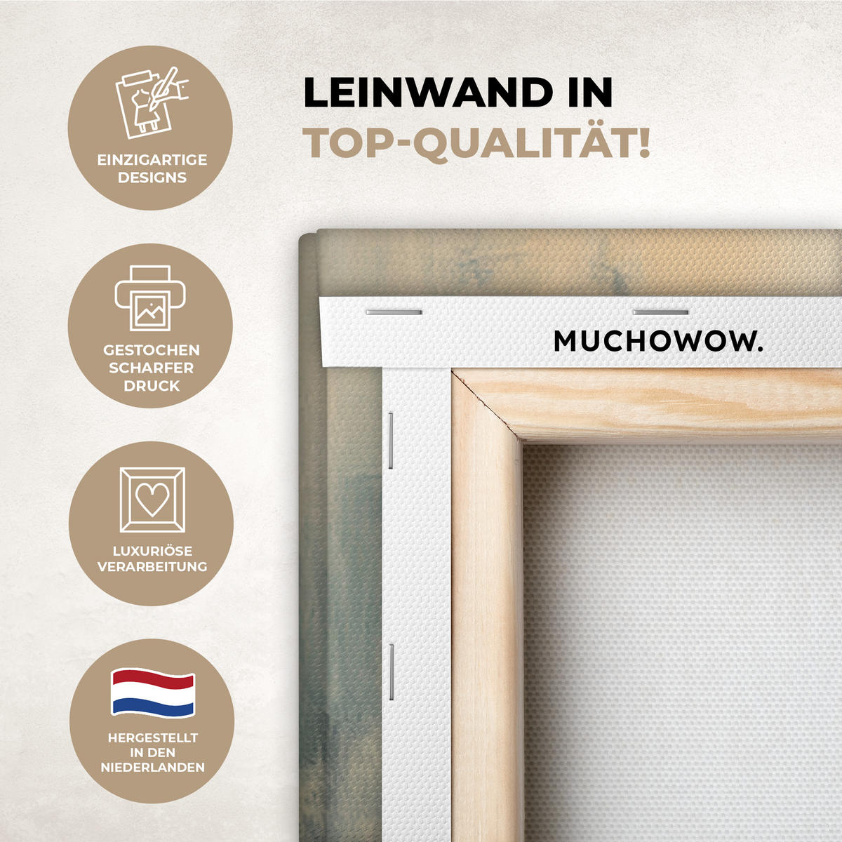 LEINWANDBILD Hirsch - Gemalt - Geweih - Braun 80x120 cm - Haselnussfarben, Textil (80/120cm) - MuchoWow