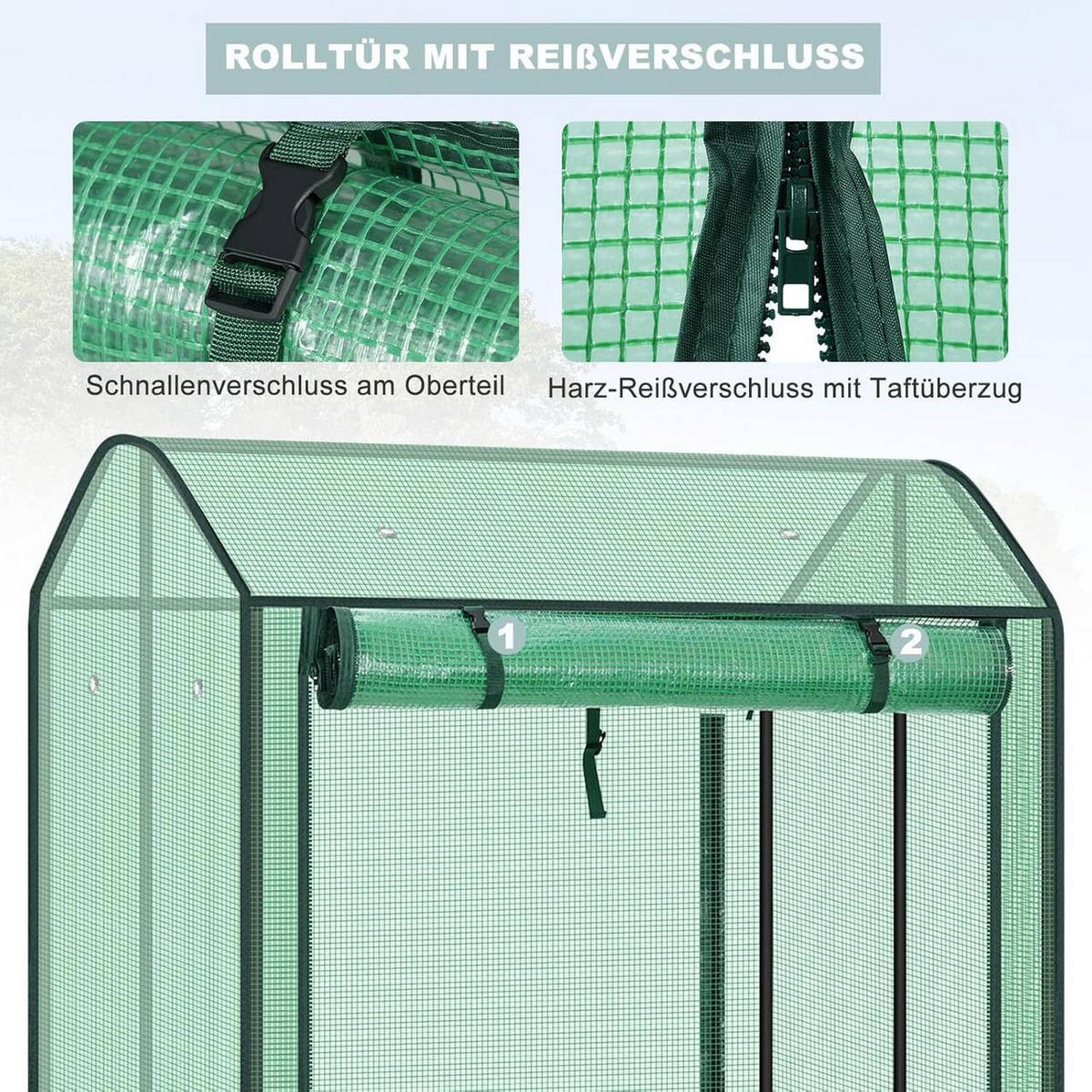 GEWÄCHSHAUS mit Ösen, 100x83x150cm, Grün - Grün, Kunststoff/Metall (100/150/83cm) - Woltu