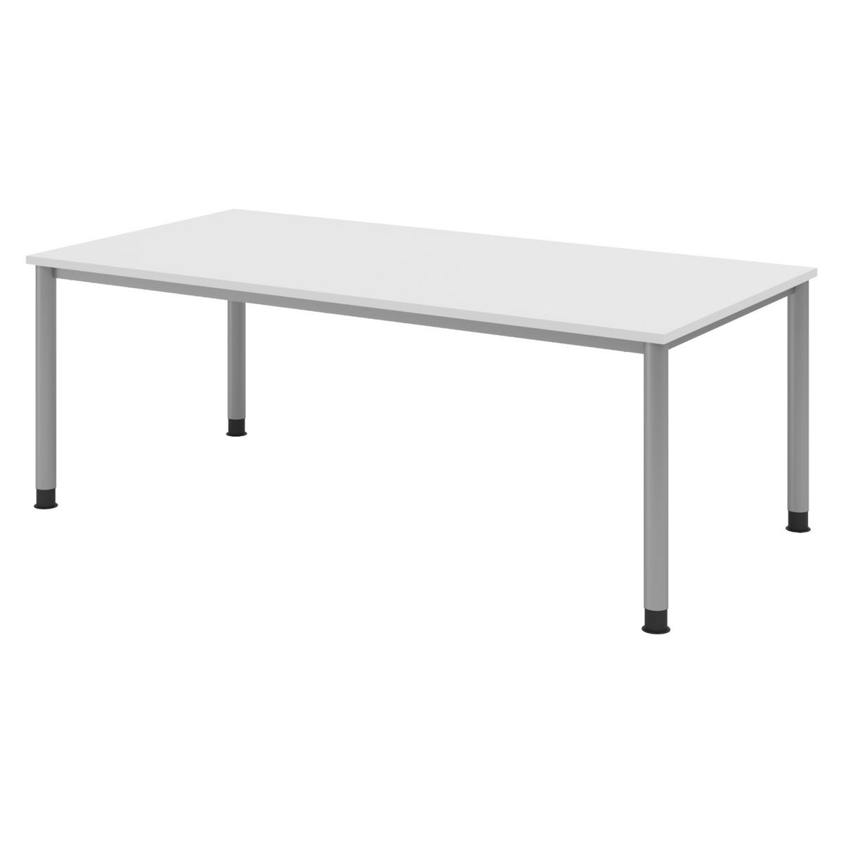 SCHREIBTISCH Serie-H Gestell: Silber 100/200/74 cm in Weiß - Weiß, Holzwerkstoff (100/200/74cm) - bümö