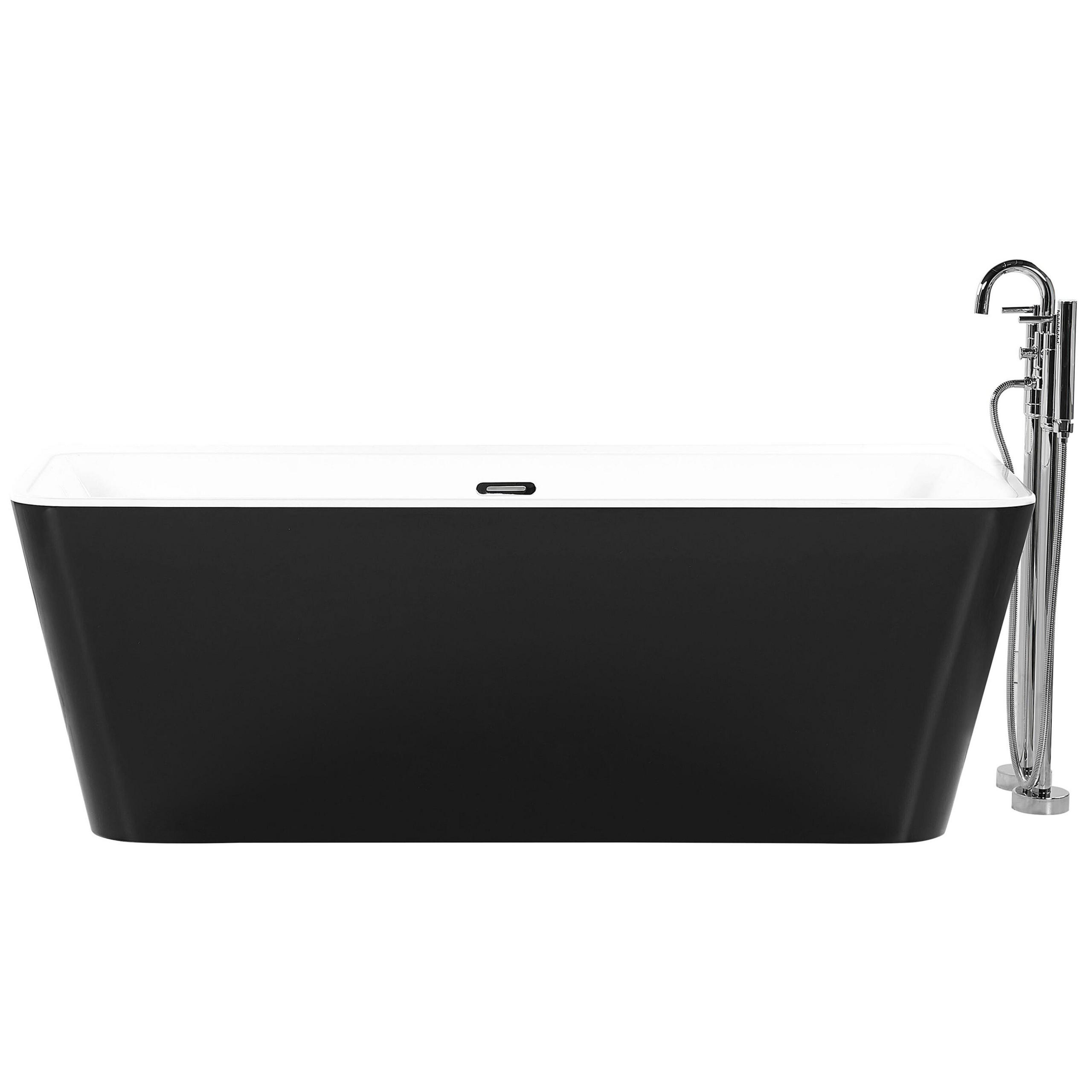 BADEWANNE 80x170x60 cm schwarz Hassel - Schwarz, Kunststoff (80/60/170cm) - Beliani