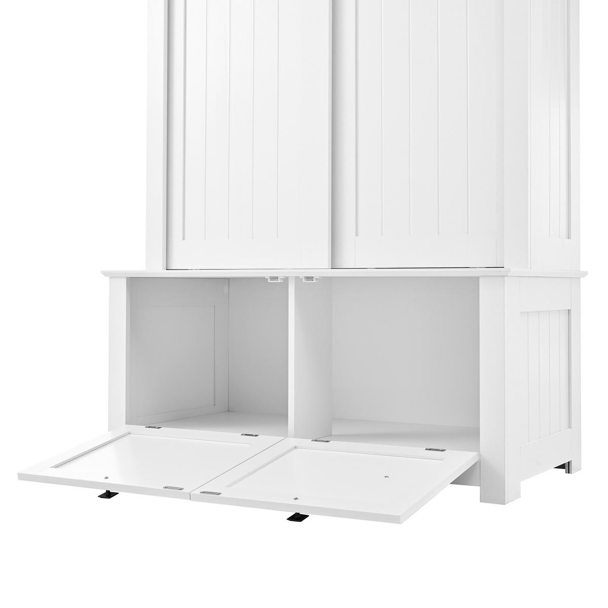 SCHUHSCHRANK aus MDF 100x50x180cm in Weiß mit Schiebetüren & Haken - Weiß, Holzwerkstoff (100/180/50cm) - Modfu