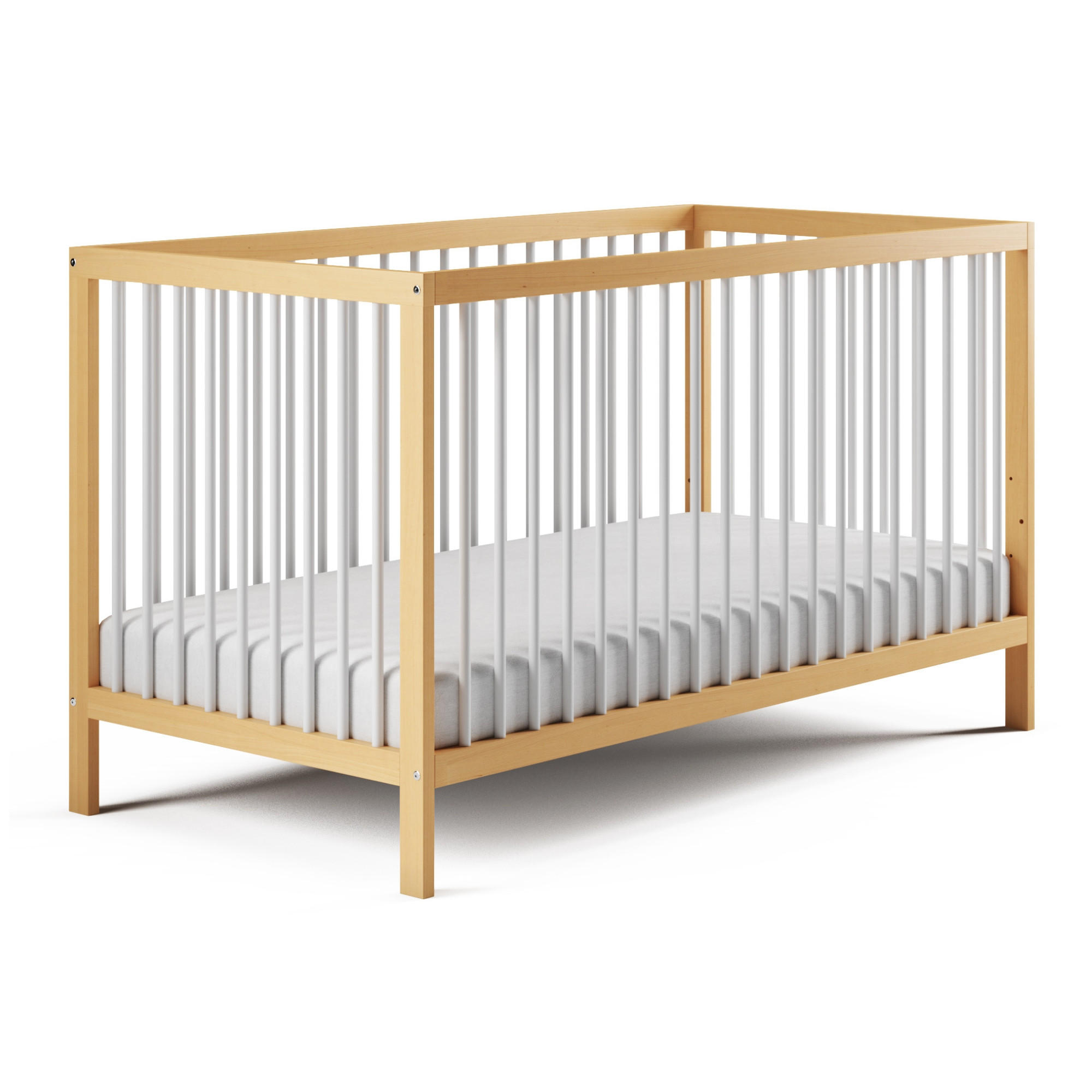 BABYBETT 70x140 cm in Natur-Weiß - Naturfarben/Weiß, Holz (70/140cm) - Kids Collective