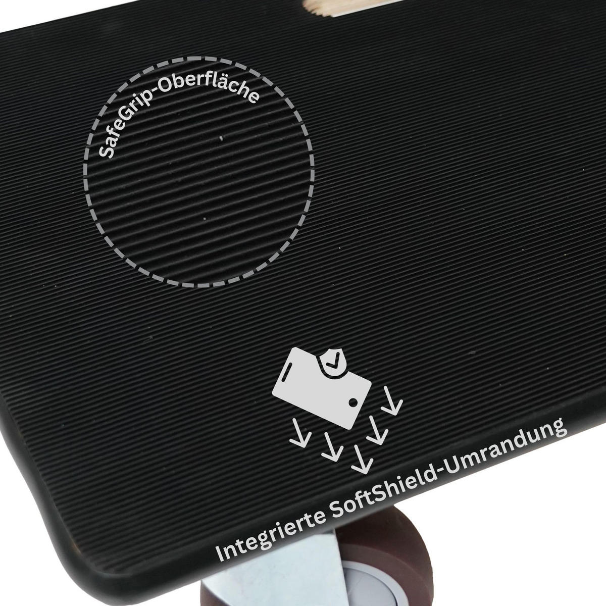 TRANSPORTROLLER 4er-Set mit 4 Rollen 15x40x60 cm Traglast 500kg Sperrholzplatte mit Gummibelag Schwarz - Schwarz, Holzwerkstoff (60/40/15cm) - PROREGAL