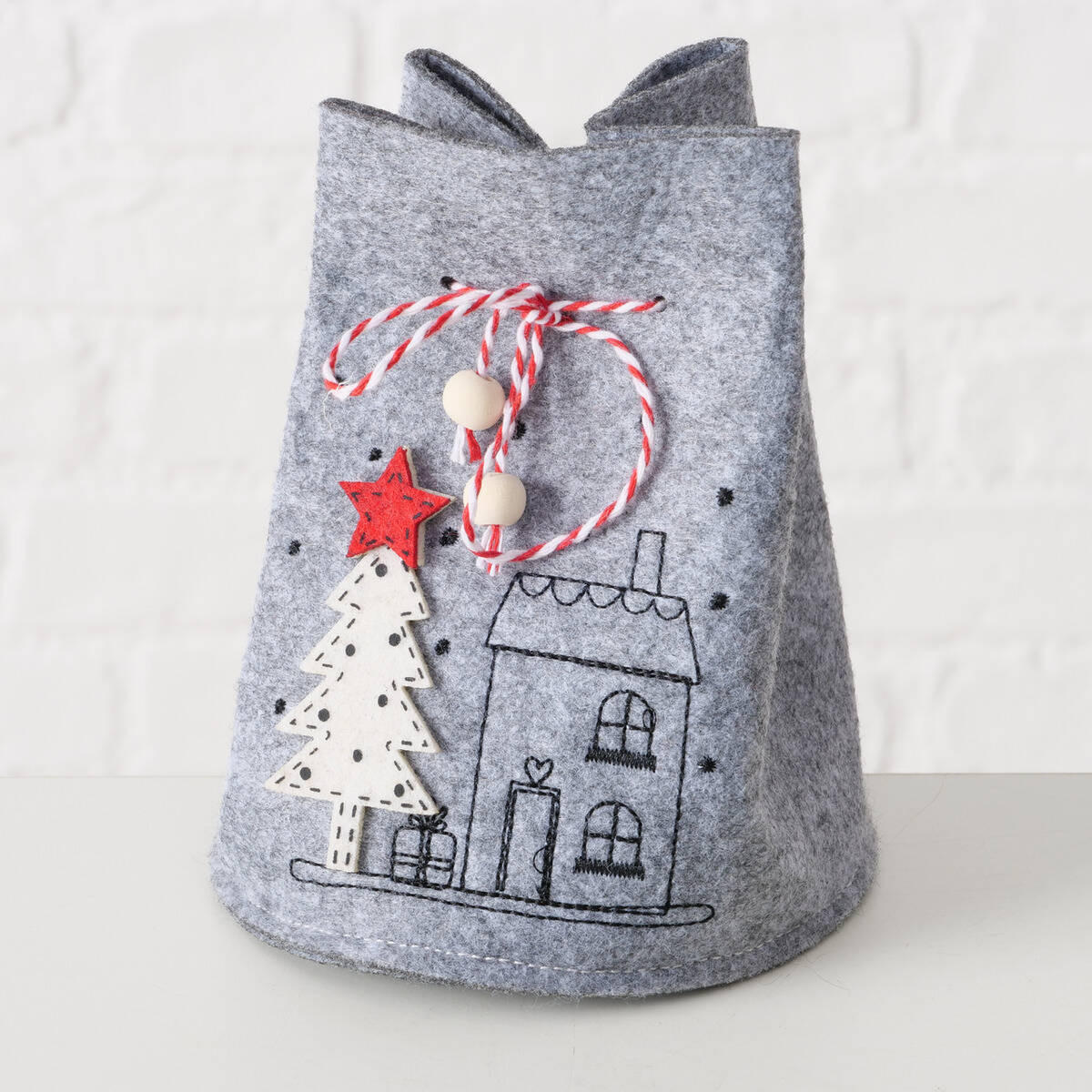 GESCHENKTASCHE Joy H. 14,5 cm - Grau, Textil (12/14.5/12cm) - Boltze Home