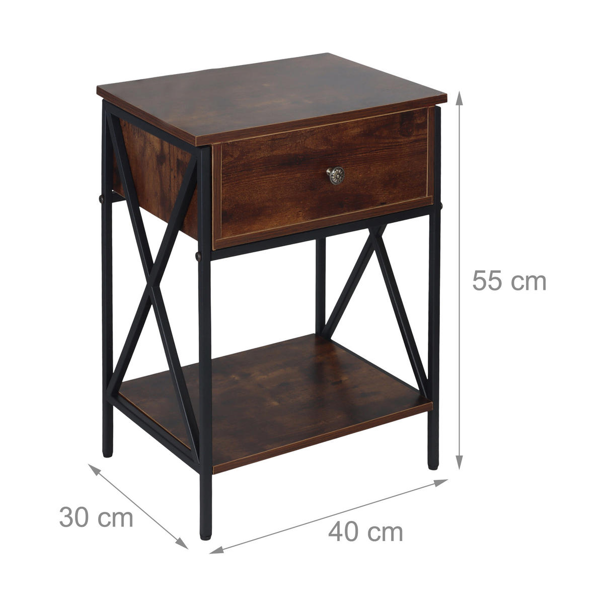 NACHTTISCH - Multicolor, Holzwerkstoff/Metall (40/55/30cm) - Relaxdays