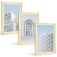 BILDER SET 3er Set - 40x60 cm Goldrahmen - Moderne Architekturgeometrie - Goldfarben, Kunststoff (40/60cm) - TULUP