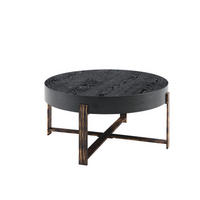COUCHTISCH rund Retro-Stil Schwarz mit Metallgestell, 68x68x36 cm - Schwarz, Holzwerkstoff (68/68/36cm) - Blomus