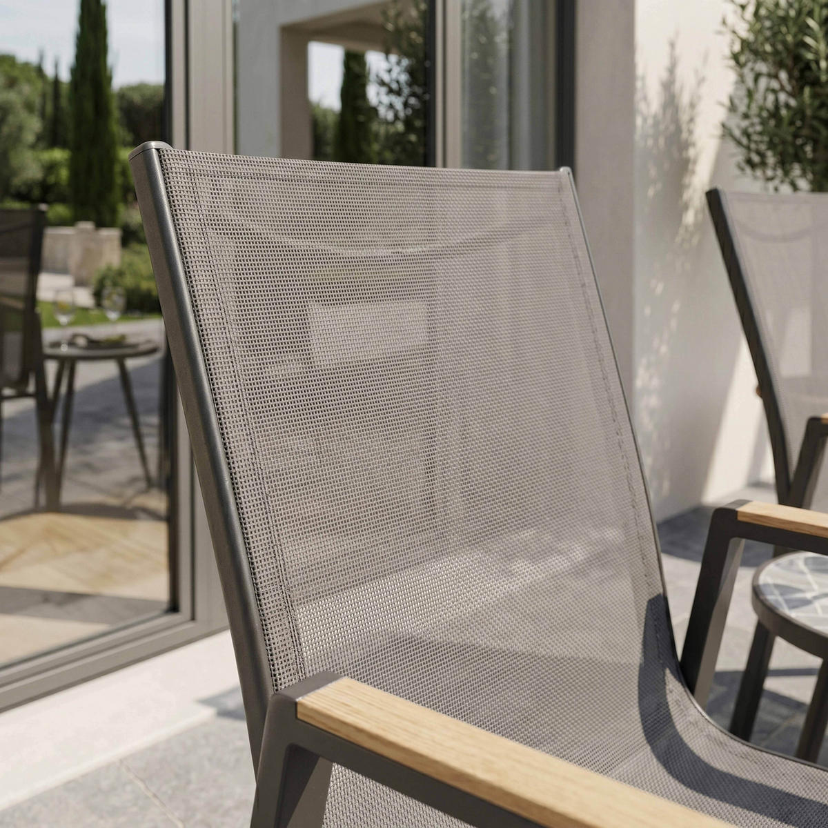 GARTENSTÜHLE 2-tlg., Grau - Grau, Textil (66/94/56cm) - Oviala