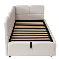 STAURRAUMBETT 90/200 cm DE-03030, mit Sofafunktion, USB und Stautaschen, in Beige - Beige, Metall (90/200cm) - ComfortXL