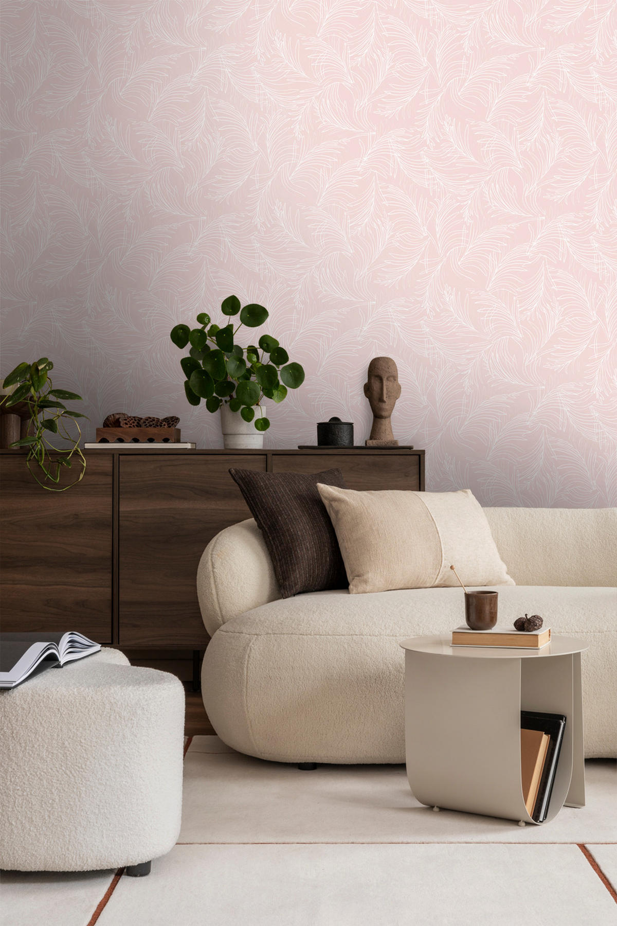 TAPETE Federn 53 cm x 10 m - Pink, Papier (53/1000cm) - Sanders & Sanders