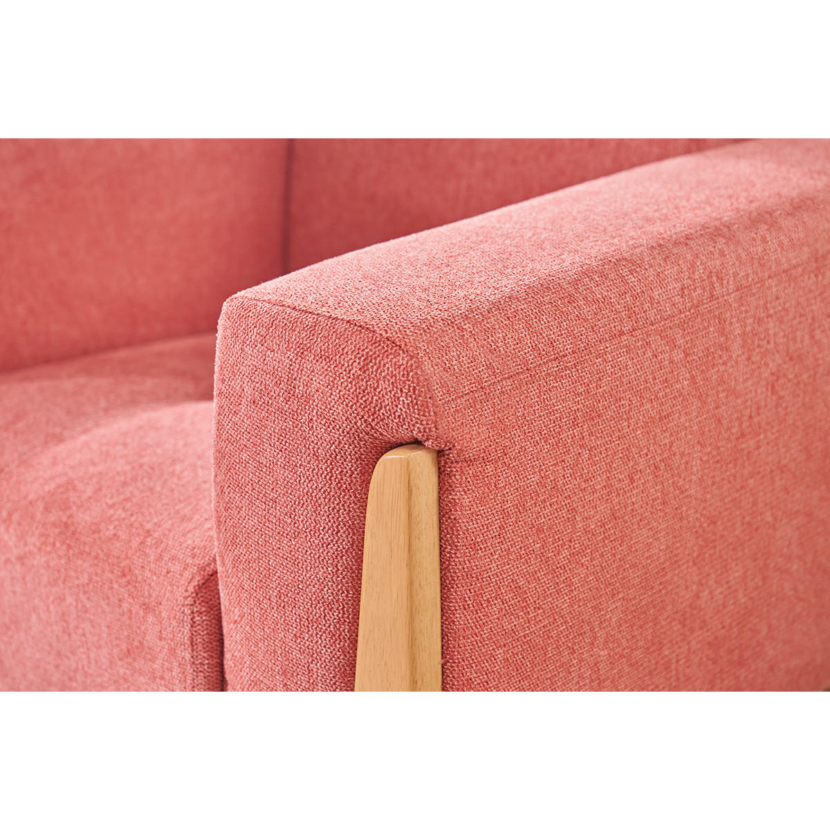 SESSEL Skandinavisch Terrakotta Helles Holz FJORD - Terracotta, Textil (76/79/88cm) - Miliboo