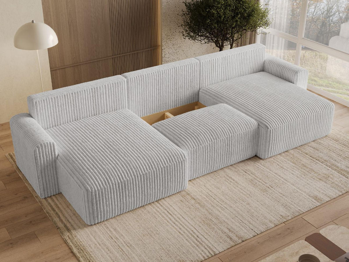 ECKSOFA U Aurora Grau - Grau, Holz/Textil (369/145cm) - Graingold