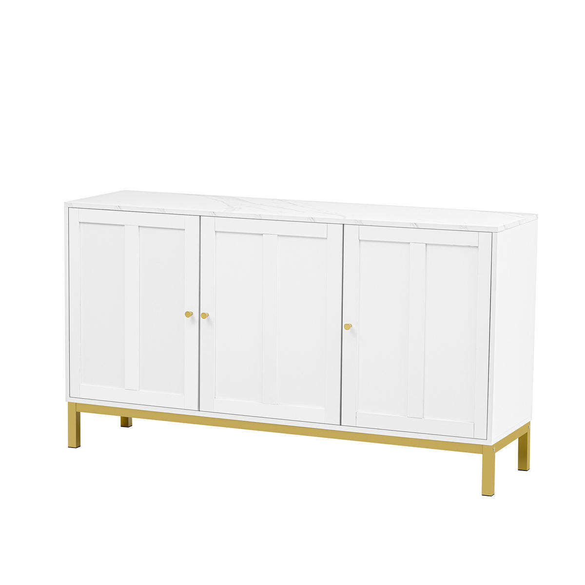 SIDEBOARD 120 cm in Weiß Kommode mit 3 Designtüren & verstellbaren Fächern - Weiß, Holzwerkstoff (140/80/39.8cm) - Urban Meuble
