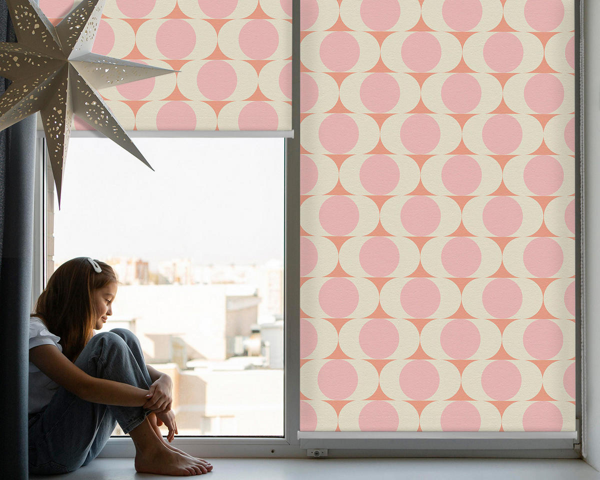VNÚTORNÁ roleta - okenná roleta - roleta - 100x100 cm - Abstraktné oči - pink, plast (100/100/0.5cm) - TULUP
