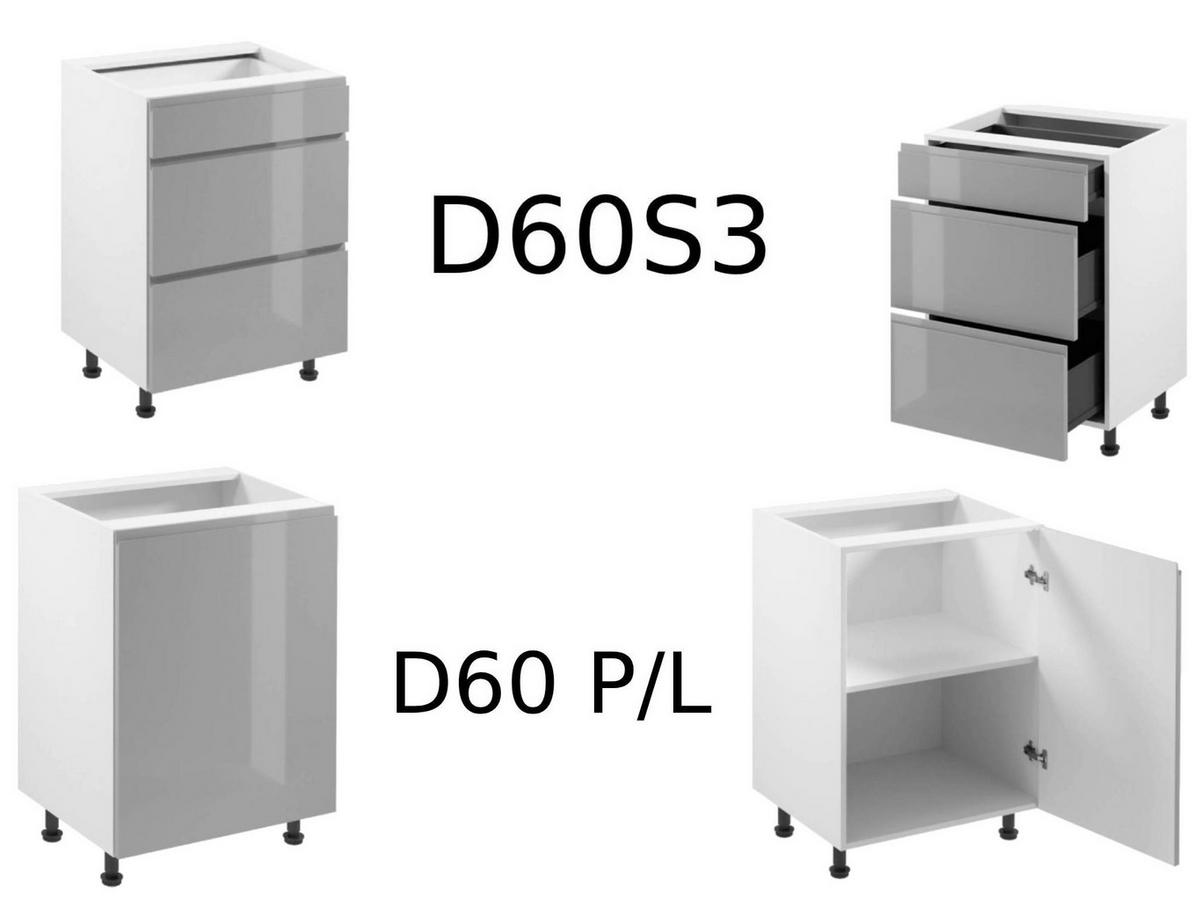 WINKELKÜCHE 320 cm x 200 cm - Aspen KA24-M320 - in Grau/Hochglanz - Grau, Holz (520/212/58cm)