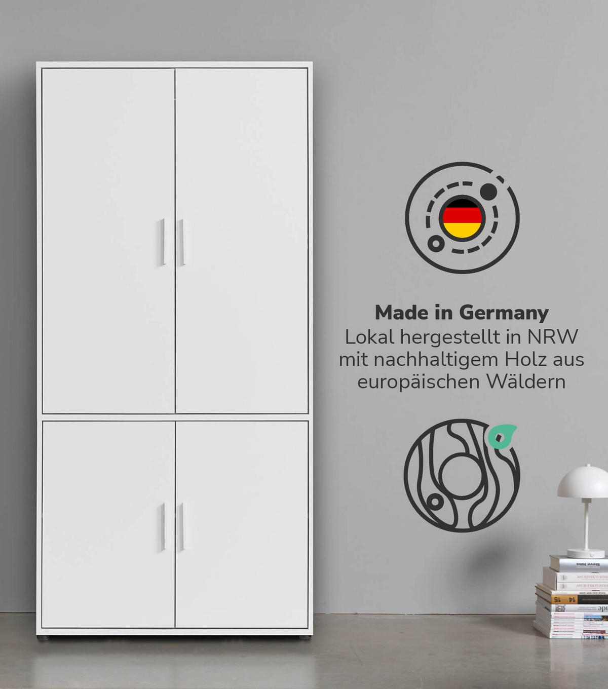 KLEIDERSCHRANK Der Grenzenlose - Weiß, Holzwerkstoff (90/187/58cm) - Mokebo