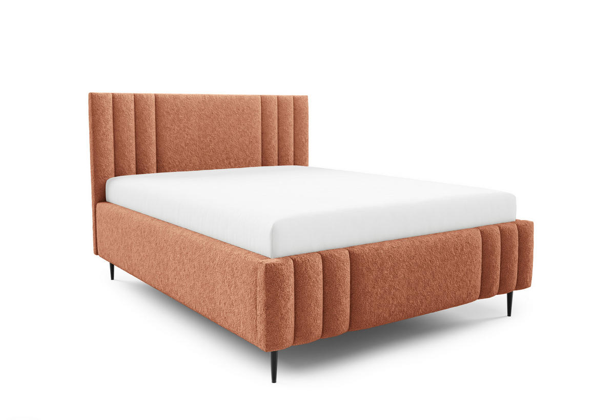 POLSTERBETT RIVIO LEG mit Beinen Bettkasten Lattenrost 160x200 Orange - Orange, Holz (160/200cm) - Furnistar