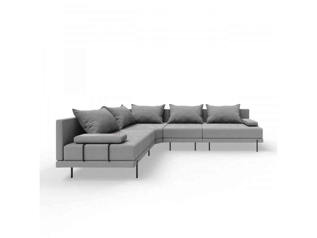 GARTENSOFA BAHAMA M - Links - Wetterfeste Balkonmöbel & Terrassenmöbel Außen - Moderne Lounge Möbel für Garten - Balkon & Terrasse - Grau - Grau, Kunststoff (298/75/222cm) - Trada