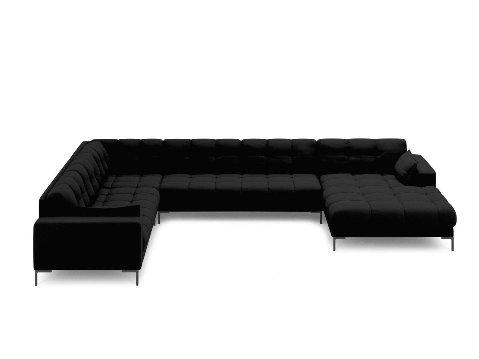PANORAMASOFA links Mamaia aus strukturiertem Stoff schwarz 7 Sitzplätze - Schwarz, Textil (256/75/327cm) - Micadoni