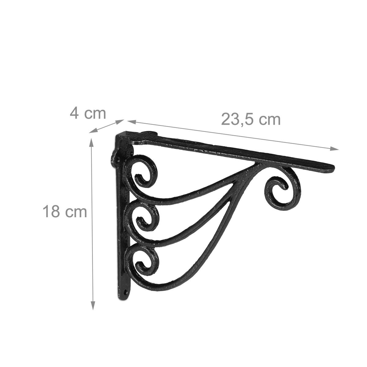 2XKONZOLY na regály - čierna, kov (4/23.5/18cm) - Relaxdays