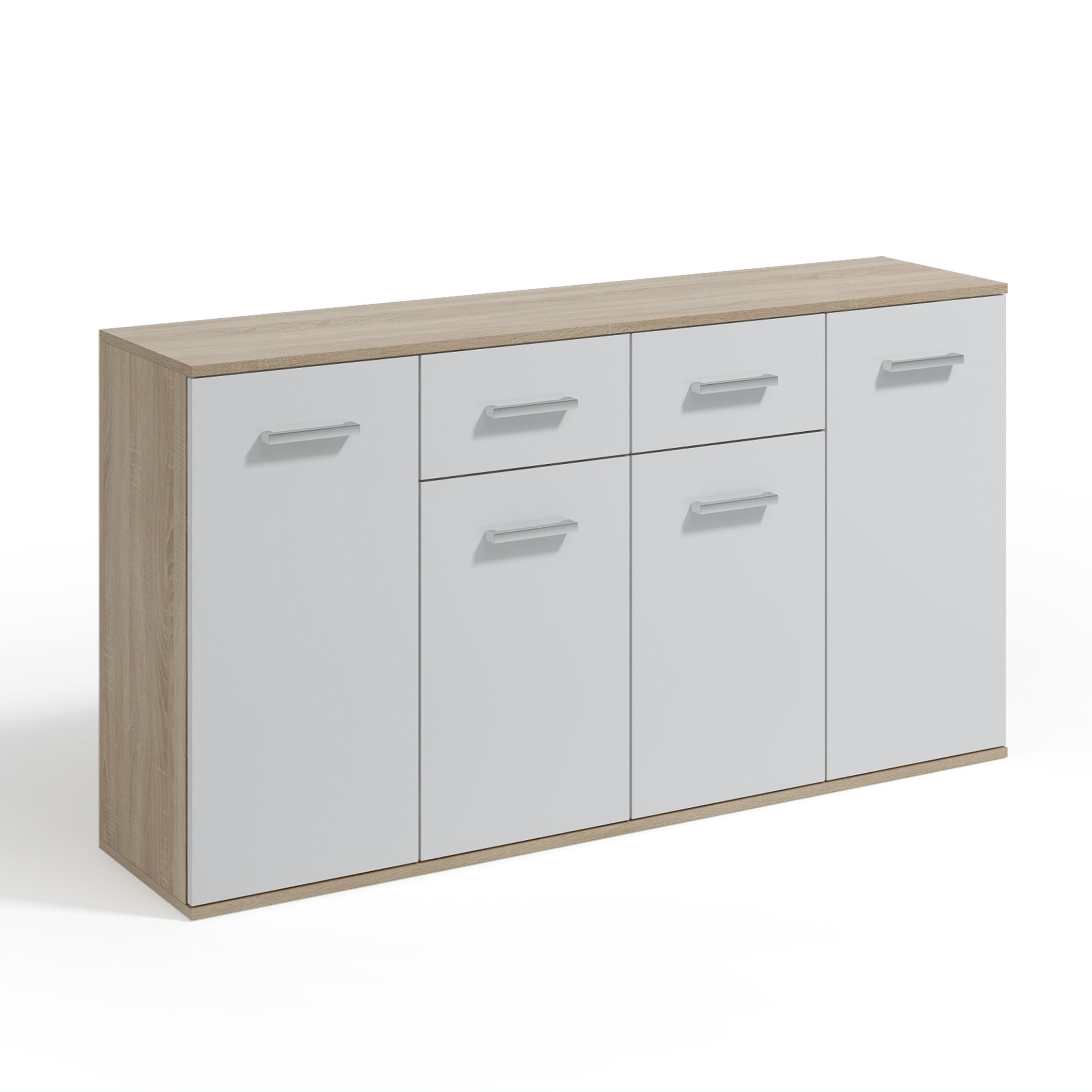 Masseno Sideboard Sonoma Eiche, Weiß 160x85x33 cm