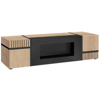 TV-LOWBOARD Eiche Hickory, schwarz 150 cm, TV Unterteil mit Ethanol Kamin - Eichefarben/Schwarz, Holzwerkstoff/Kunststoff (150/40/50cm) - Inn.Furn