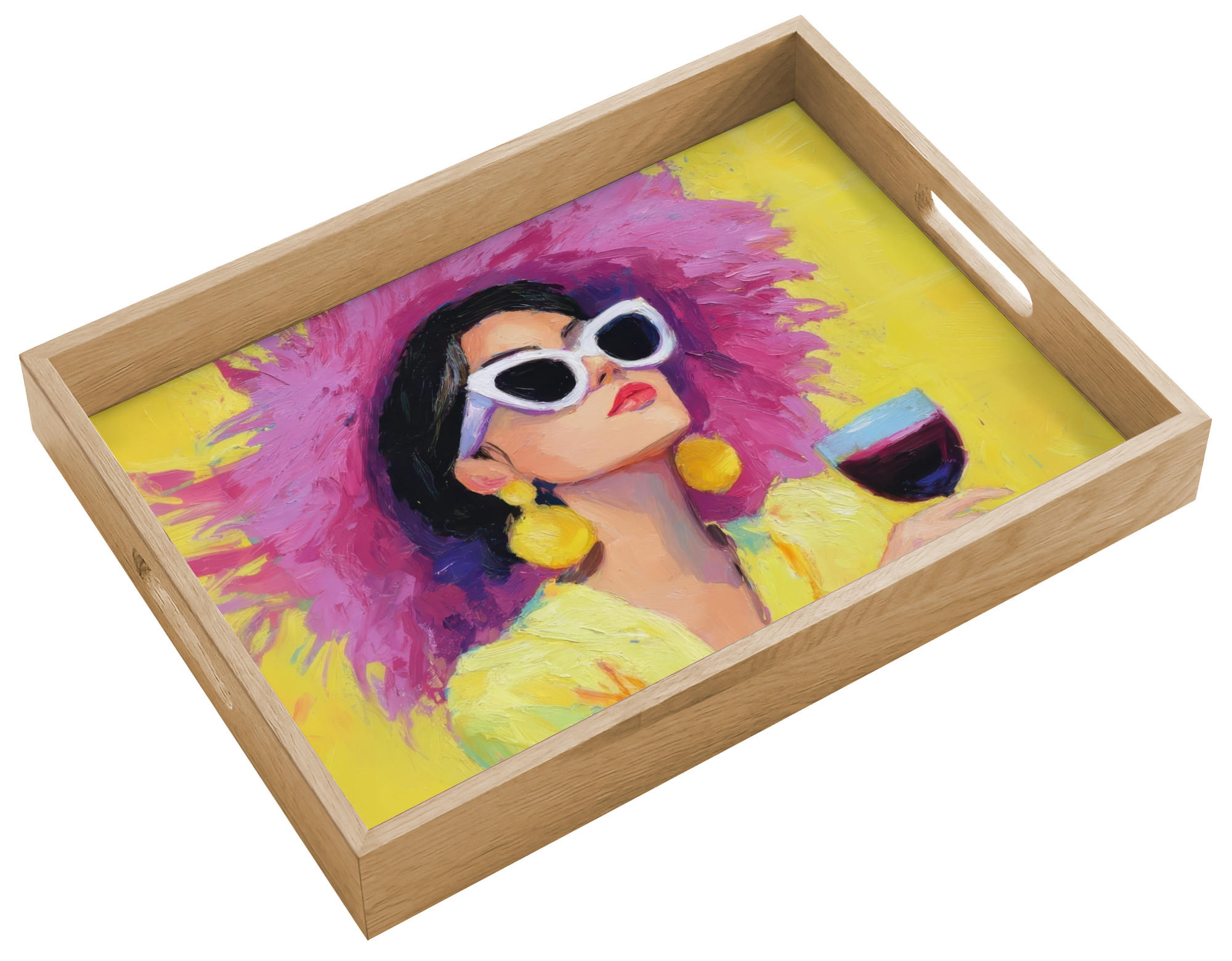 OnlyWow SERVÍROVACÍ PODNOS Žena - Klobouk - Fialová - Víno 40x30 cm
