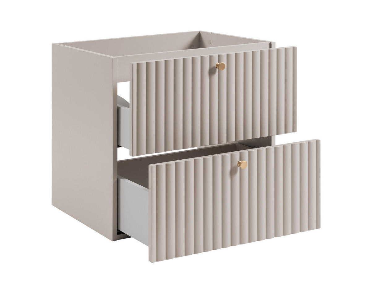 BADEZIMMERSCHRANK: Kaschmir / Platte Marmor Bianco / Griffe Gold / Beine Gold, 60 x 44,4 x 73,6 cm - Kaschmir/Goldfarben, Holzwerkstoff (60/73.6/44.4cm) - 3XE LIVING