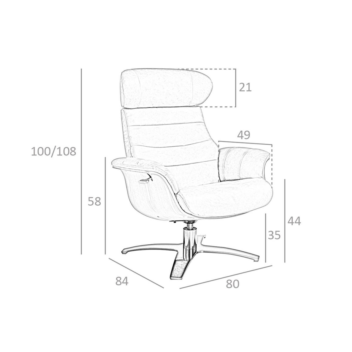 DREHBARER Liegesessel aus braunem Leder 80/84/100 cm - Dunkelgrau/Braun, Leder (80/100/84cm) - ANGEL CERDA