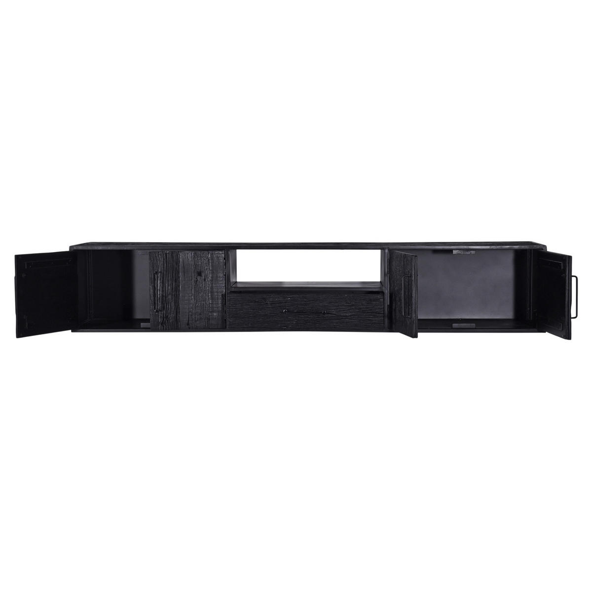 TV-MÖBEL schwebend recyceltem Holz 240cm, schwarz - Schwarz, Holz (240/44/40cm) - Giga Meubel