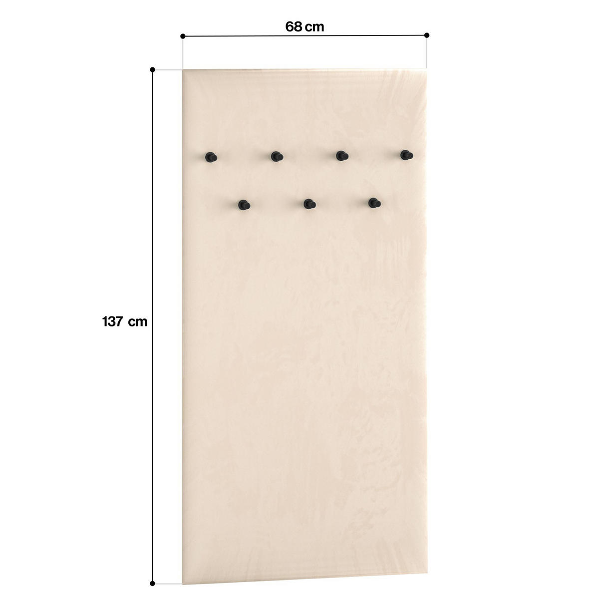 GARDEROBENPANEEL Gepolstert DROMA,Creme - Creme, Holzwerkstoff/Textil (68/137/3cm) - KONSIMO®
