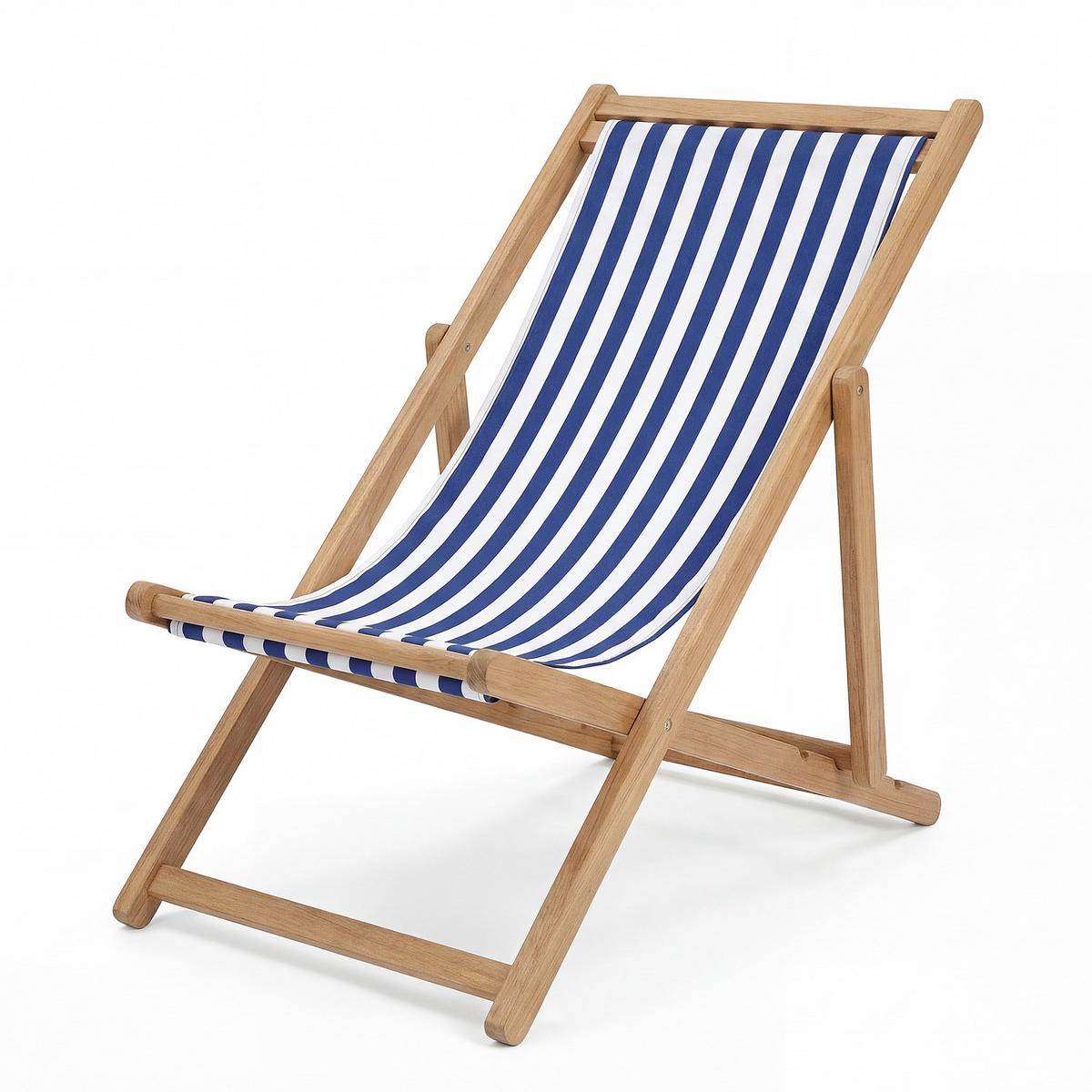 LIEGESTUHL - Akazie massiv / Webstoff - Blau, Holz/Textil (63/88/102cm) - home24