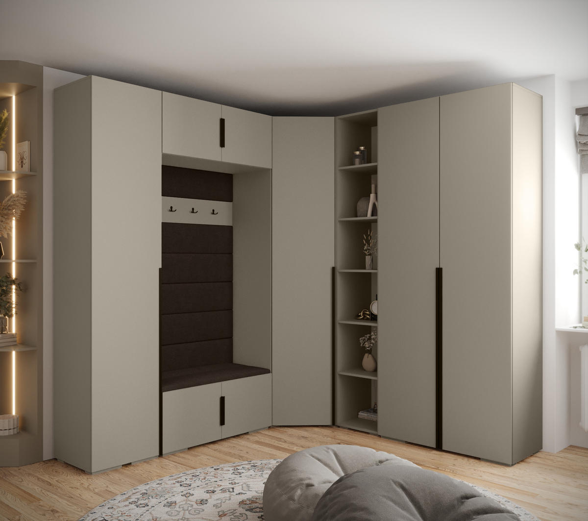 GARDEROBEN-SET 236,7/231,7/47 - Kaschmir/Dunkelbraun, Holz/Kunststoff (181.7/236.7/47cm) - Abiks Möbel