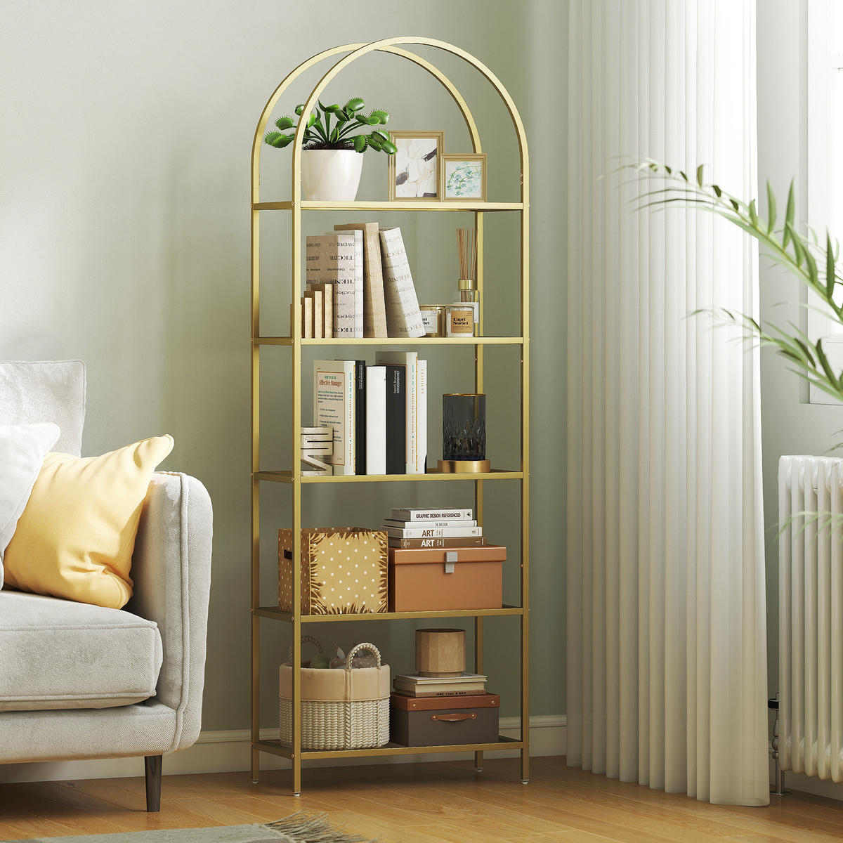 BÜCHERREGAL 60/30/175 cm Gold - Goldfarben, Metall (60/175/30cm)