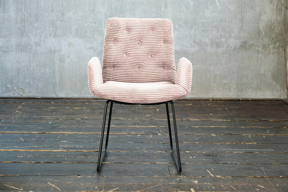 STUHL NEW CHARME Pink Cord - Pink, Textil (59/87/66cm) - KAWOLA