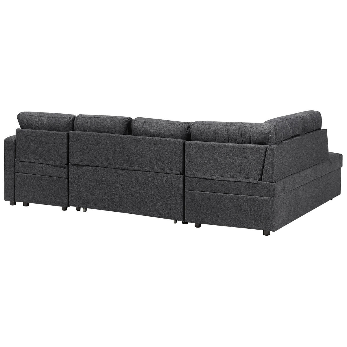SCHLAFSOFA U-förmig Polsterbezug Dunkelgrau Karrabo - Dunkelgrau, Textil (285/90/185cm) - Beliani