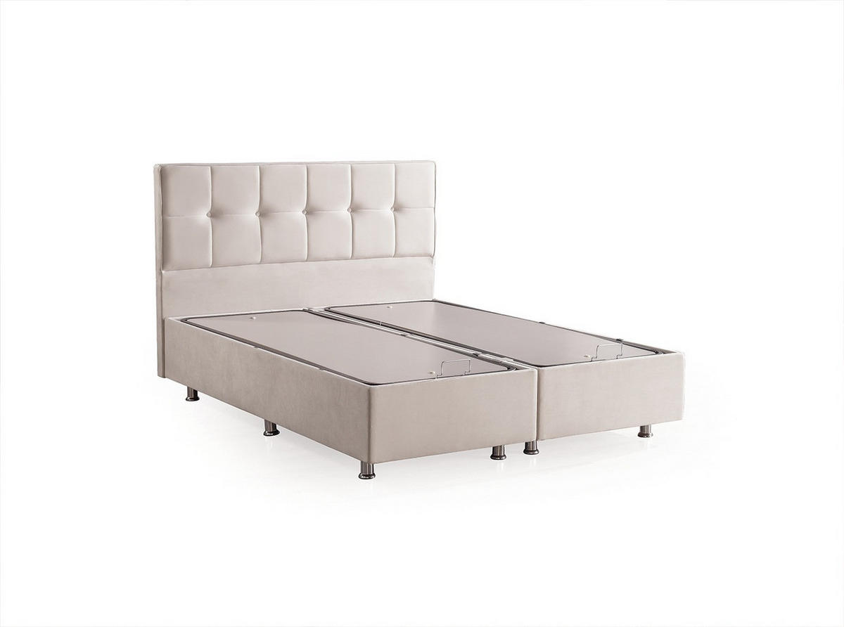 POLSTERBETT-SET LARA 160x200 Creme - Bett inkl. Matratze - Creme, Metall (160/200cm) - Villa Möbel